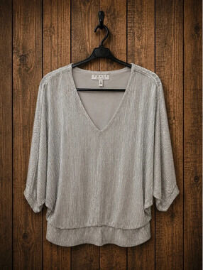 Womens XL Shimmery silver long sleeve shirt